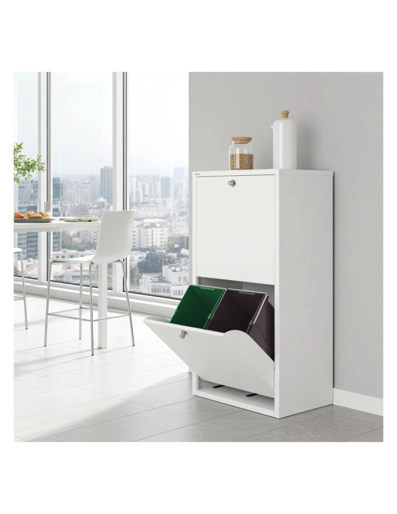 Mobile per la raccolta differenziata EMI – 4 scomparti (80 L), bianco, design moderno e funzionale