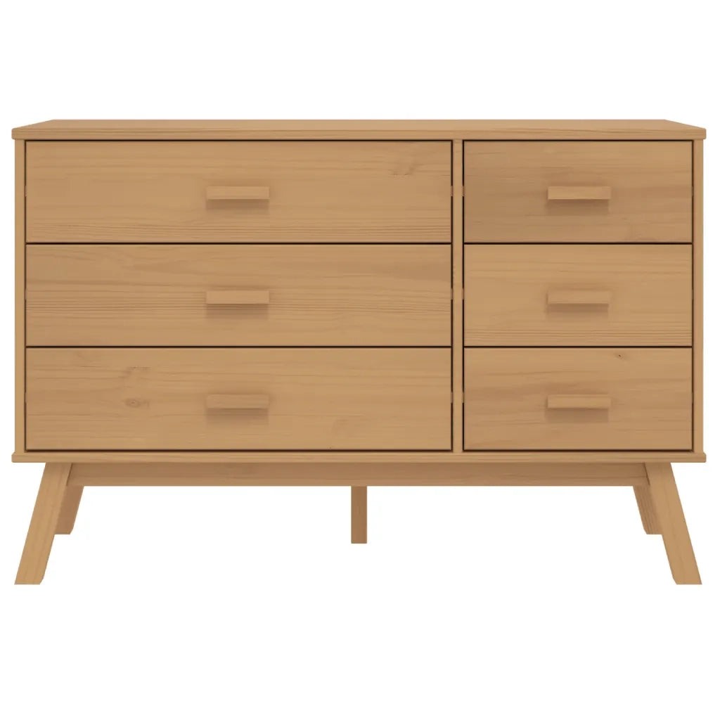 Cassettiera di design scandinavo 111 x 42 x 73,5 cm con ampio spazio contenitivo atmosfera accogliente in legno di pino marrone 02_0047358