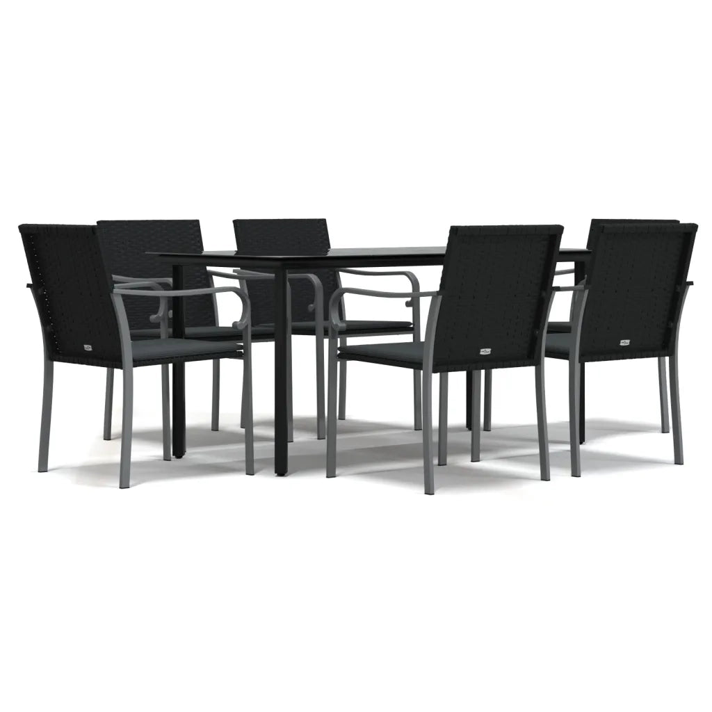 Set Pranzo da Giardino 7 pz con Cuscini in Polyrattan e Acciaiocod mxl 76615