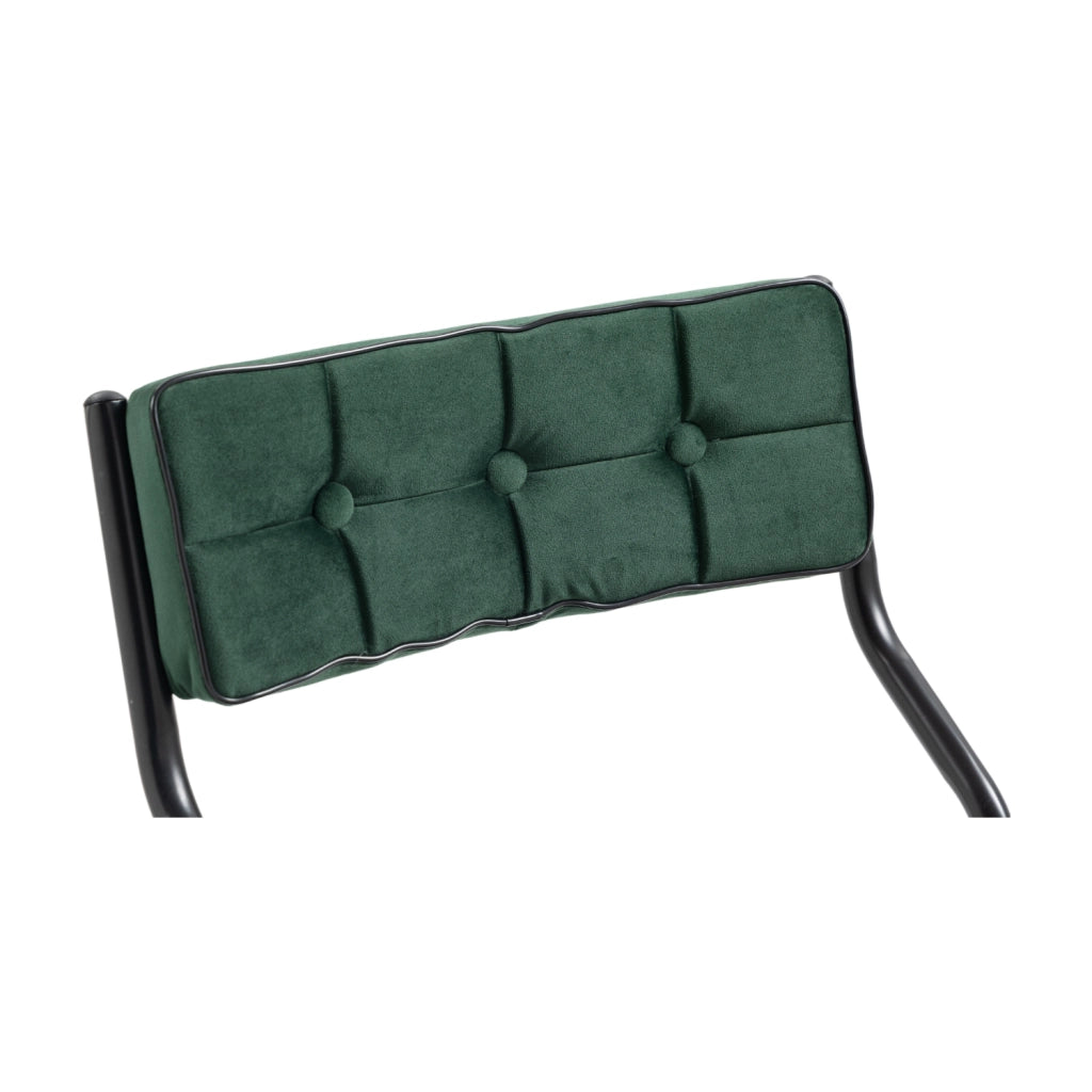 Set di 2 sedie pieghevoli imbottite; schienale curvo; in velluto e acciaio verde