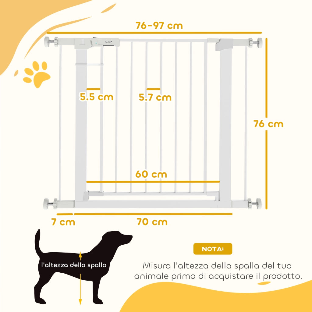 Cancelletto di Sicurezza per Cani, Fissaggio a Pressione Larghezza Regolabile 76-97cm