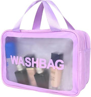 Tas cosmetica, separatore per asciutto e bagnato, borsa impermeabile portatile, grande borsa per trucco, borsa di stoccaggio (blu, L)