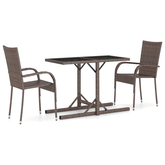 Set Mobili da Pranzo per Giardino 3 pz Marrone cod mxl 35770