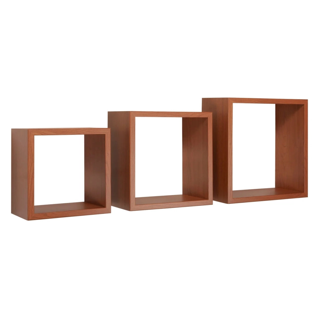 Mensole a cubo da parete set di 3 pz componibile colore Ciliegio mod. InCubo