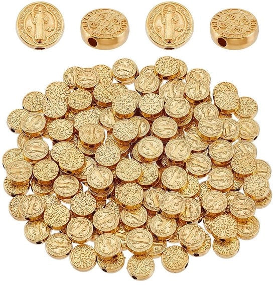 Kralen 150 pezzi - Ronde Kralen piane - Spacer Kralen a doppia faccia - Kralen metalliche - Fai da te gioielli - Finitura dorata