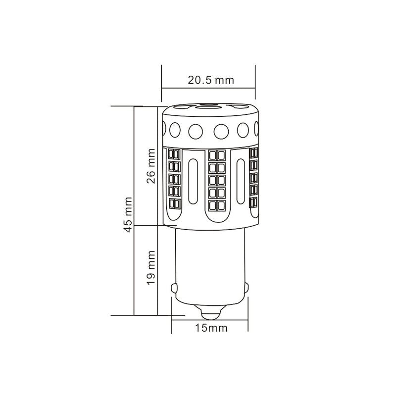 Lampada Led 1156 BA15S P21W 100% Canbus 12V 21W Effettiva Bianco 6000K Piedi Dritti Con Ventola In Testa