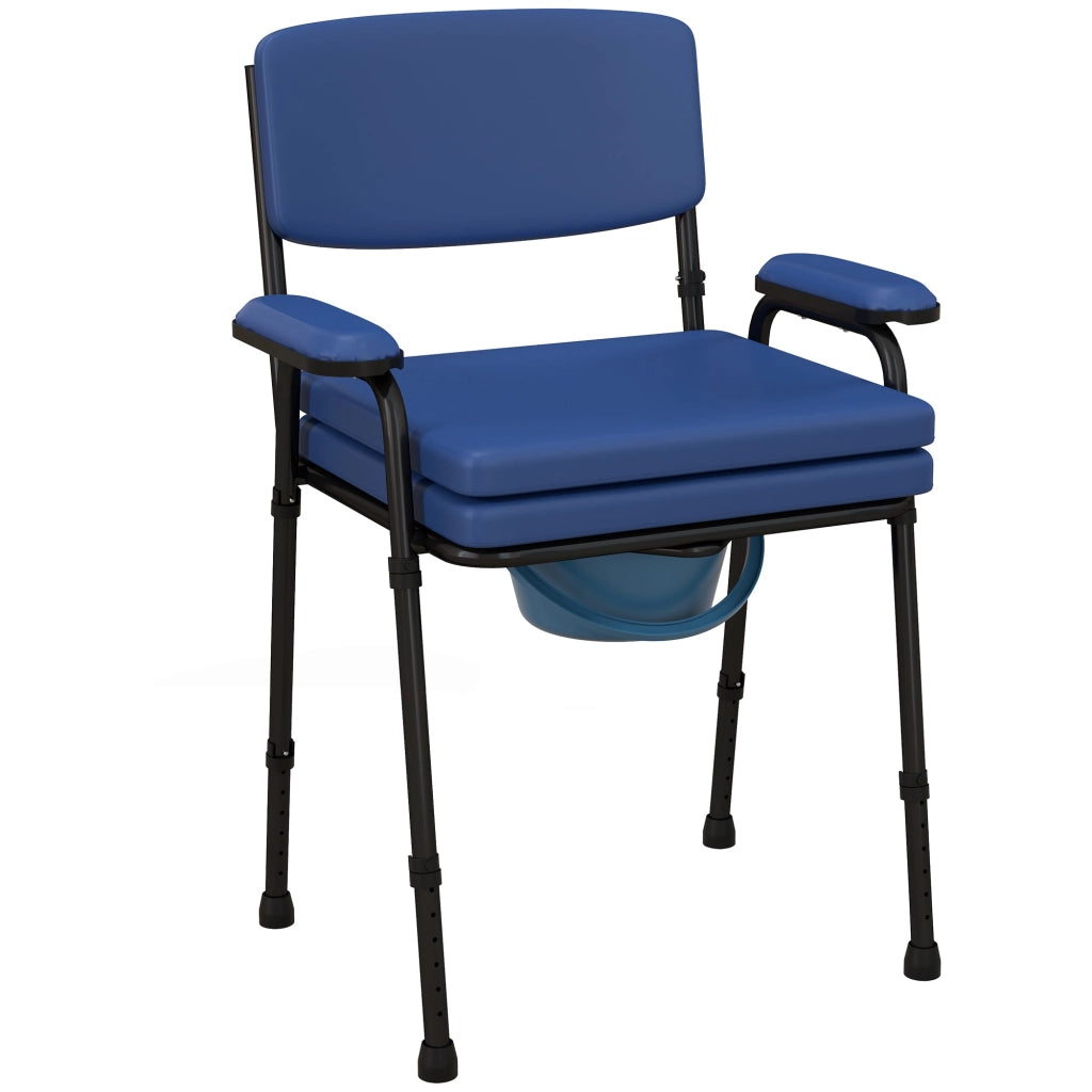 Sedia WC per Anziani e Disabili Altezza Regolabile e Secchio Rimovibile Blu