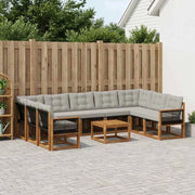 Set di divani da esterno 10 pz Naturale e Grigio chiaro 3382223