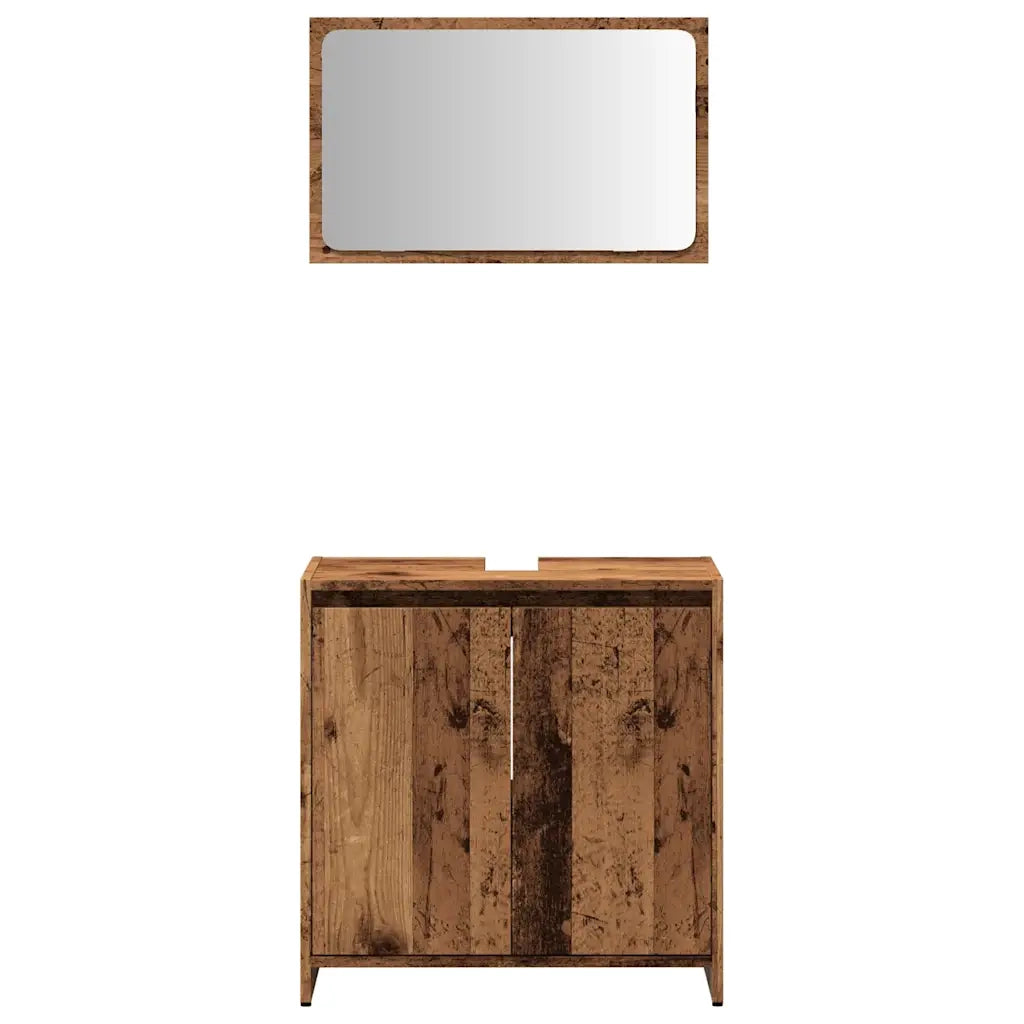Set Mobili da Bagno 2 pz Legno Antico in Legno Multistrato