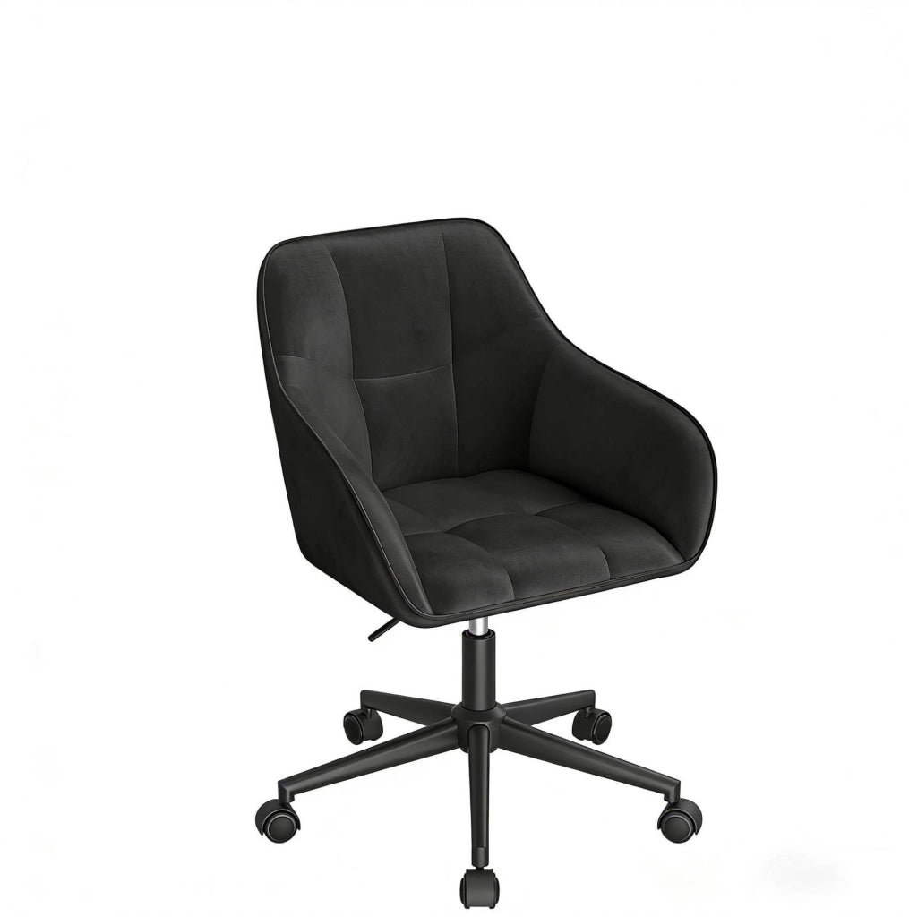 Sedia da ufficio ergonomica in velluto nero, regolabile