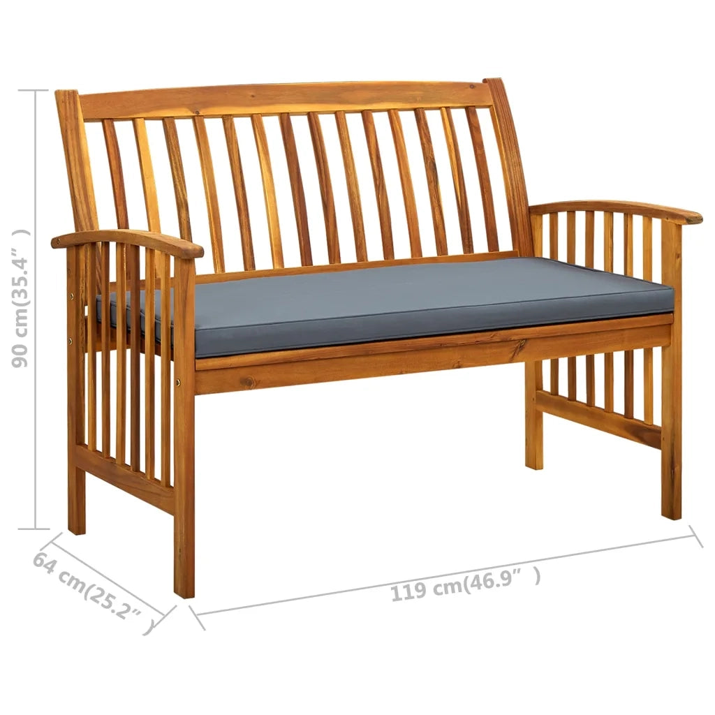 Panchina da Giardino | Panca da Giardino con Cuscino 119 cm Legno Massello d'Acacia