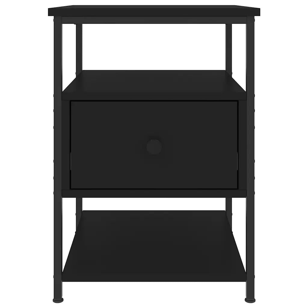 Set di 2 Comodini | Armadio da Notte | Mobiletto da notte Neri 40x42x56 cm in Legno Multistrato
