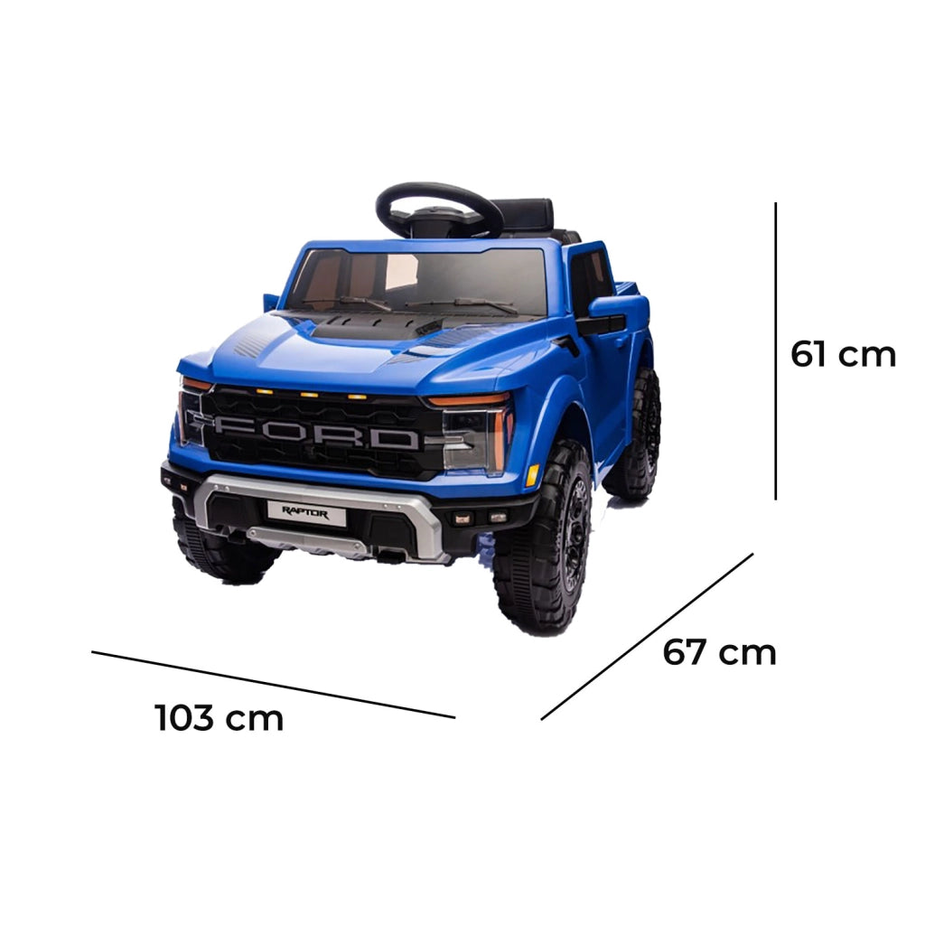 Macchina Elettrica per Bambini Ford Raptor 12V con Telecomando Bluetooth Luci LED e Tappetini Inclusi Blu