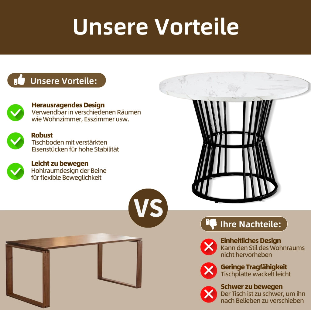 Set da pranzo 5 pezzi con tavolo rotondo Ø100 cm e 4 sedie in velluto