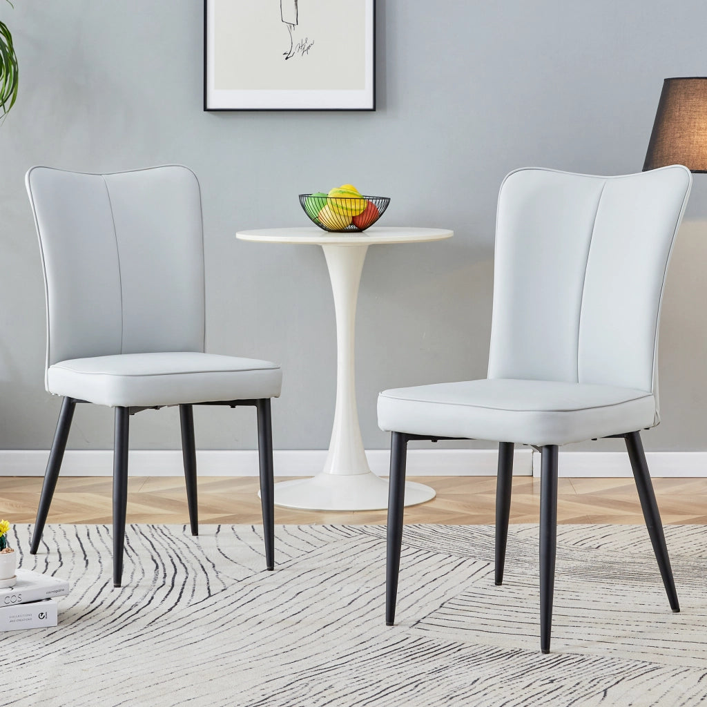 SEDIA da pranzo Set da 2 pezzi in PU grigio chiaro e metallo nero