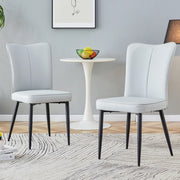 SEDIA da pranzo Set da 2 pezzi in PU grigio chiaro e metallo nero