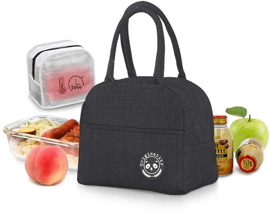 Borsa leggera per picnic, scuola e lavoro, isolata, impermeabile, ripiegabile, 6L (nero)