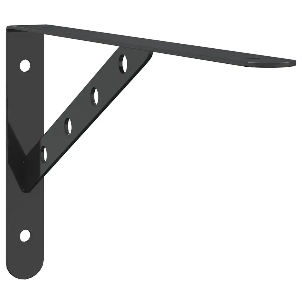 4 pz Staffe per Mensola | Ripiano | Scaffale 30x2,5x15,5 cm in Acciaio Inox Nero