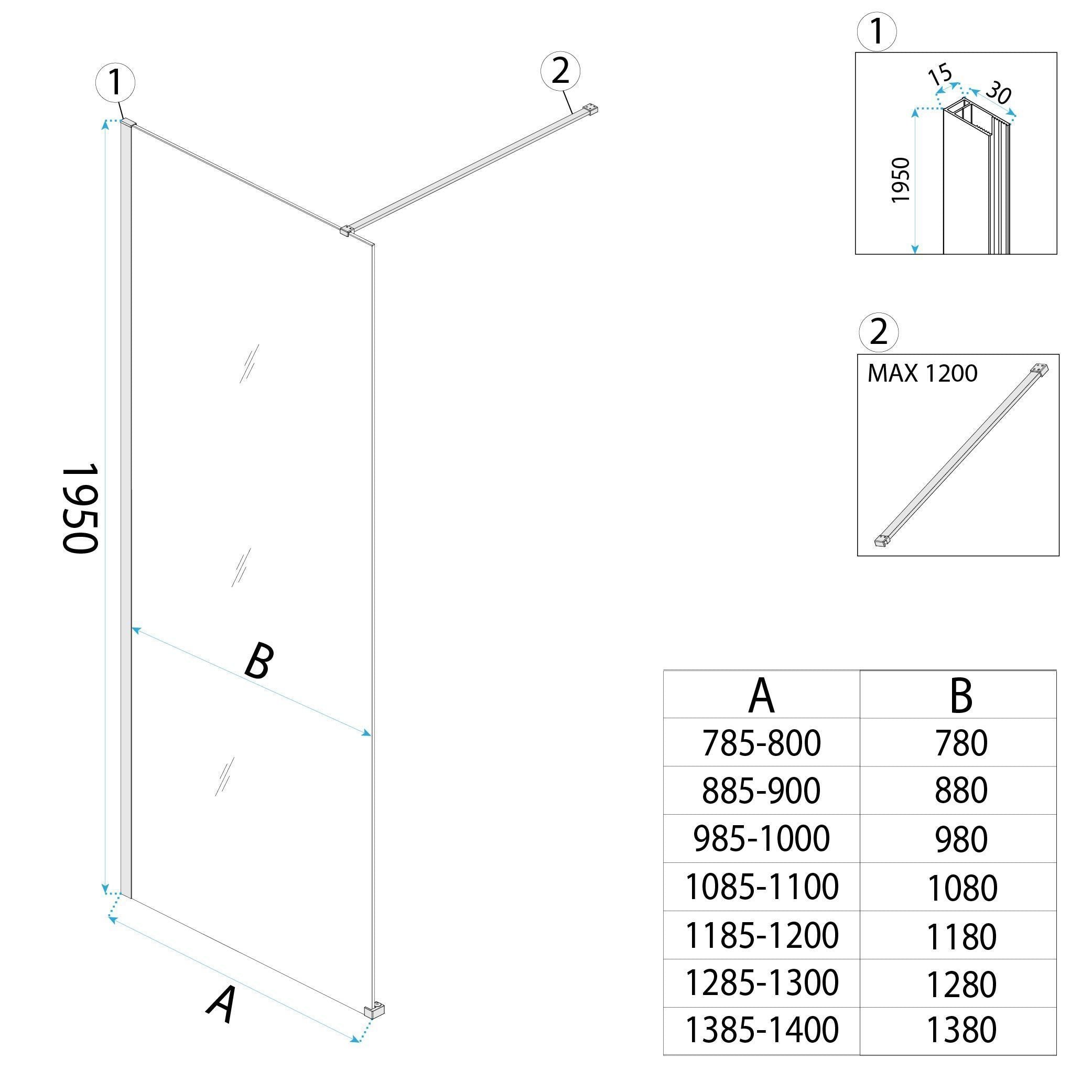Parete Doccia Rea Flexi Transparent / Titan 90