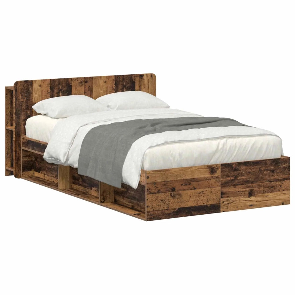 Telaio del letto con storage Legno antico 120 x 200 cm