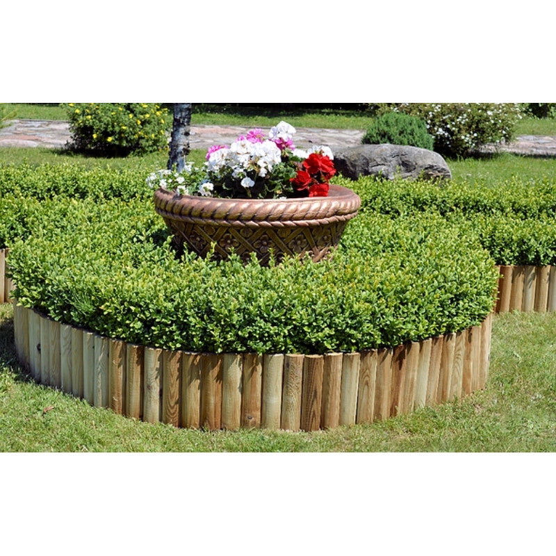 Bordura aiuola in legno a rotolo 10 pezzi totali 20 metri, pali diametro 5 cm altezza 40 cm per giardino - Esterni da Vivere
