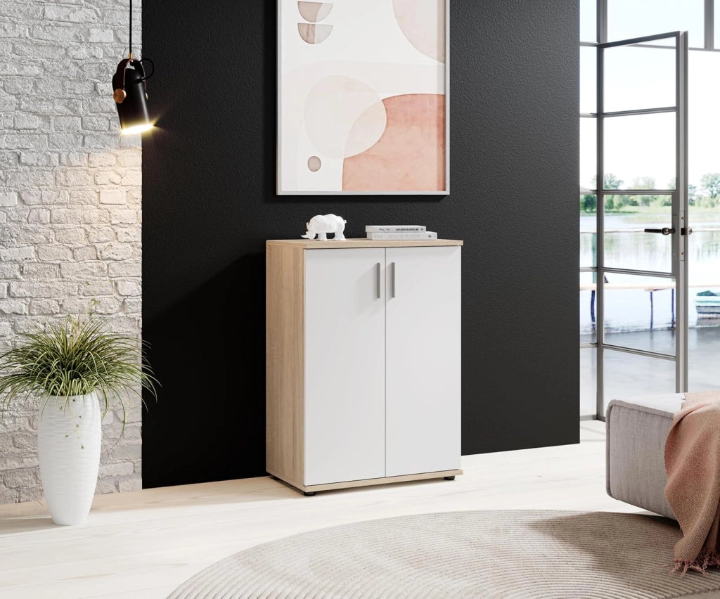 Mobile Multiuso Rovere Bianco 2 Ante con Ripiano 60x35x84 cm