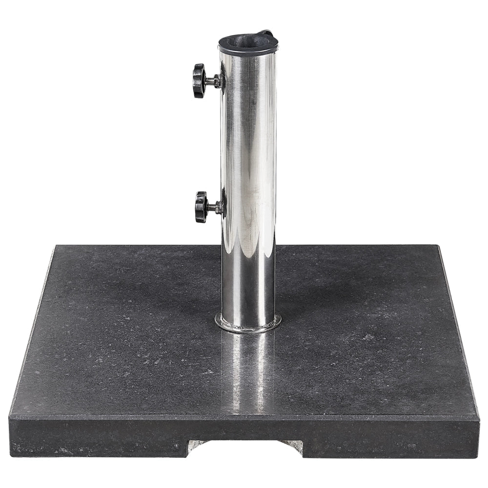 Base per ombrellone in granito color nero 45 x 45 cm terrazzo giardino esterno metallo robusto