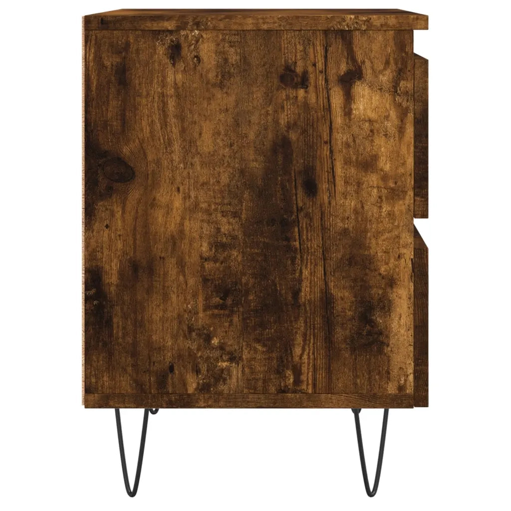 Set di 2 Comodini | Armadio da Notte | Mobiletto da notte Rovere Fumo 40x35x50 cm in Legno Multistrato
