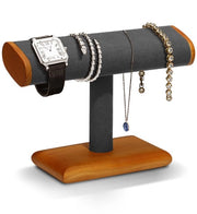 Oggetto in legno massello per orologi da polso, display per gioielli, organizzatore con T, supporto per orologi in legno, vetrina per showroom, dono per amici - grigio