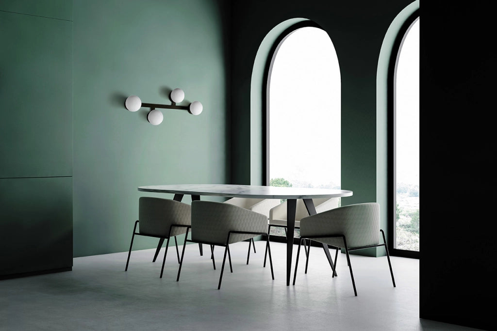 FUJI LAMPADA DA PARETE O SOFFITTO 4 LUCI GRIGIO TORTORA DIFFUSORE BIANCO ATTACCO GX53