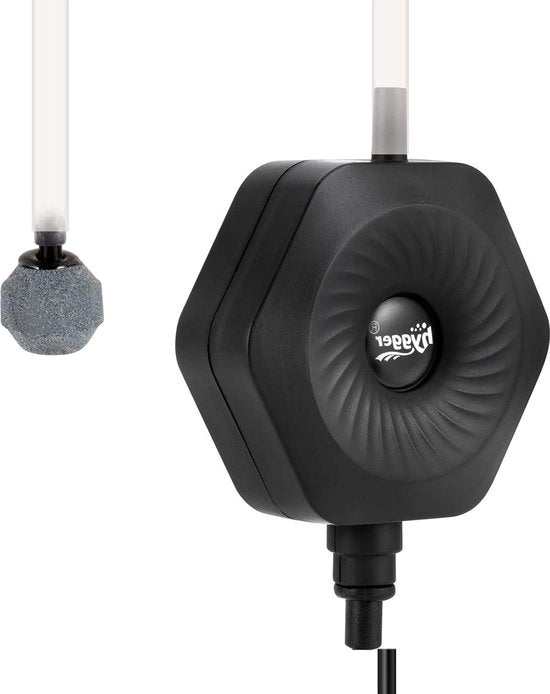 Mini pompa di aria per acquario da 15 W - pompa di aria silenziosa per acquario mini - Bubbler per acquario Betta - ventilatore di ossigeno con pietra di aria - attacco di tubo con morsetto - pompa di aria per acquari da 05 a 15 Galloni
