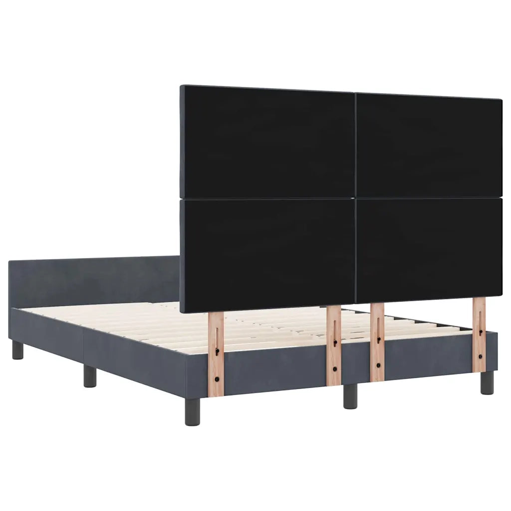 Letto a molle con testiera Grigio scuro 140 x 200 cm Velluto 3345012