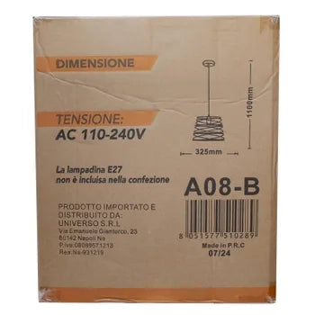 Lampadario moderno a sospensione a fasce intrecciate. in ferro verniciato finish opaco - Attacco 1xE27. Potenza max 1x60 W. dim. 33x22 cm