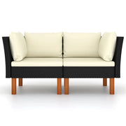 Poltrone Angolari 2 pz Polyrattan e Legno Massello di Eucalipto 630870