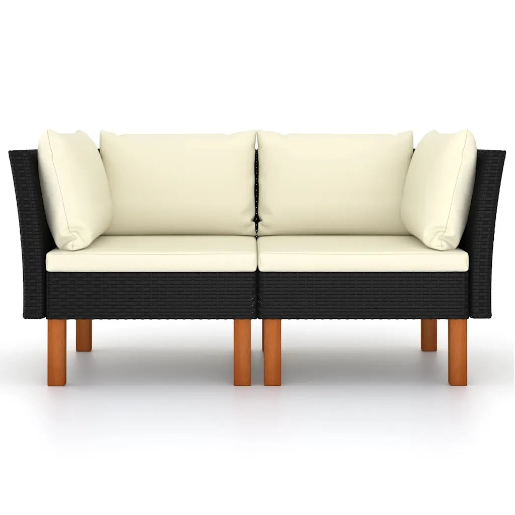 Poltrone Angolari 2 pz Polyrattan e Legno Massello di Eucalipto 630870