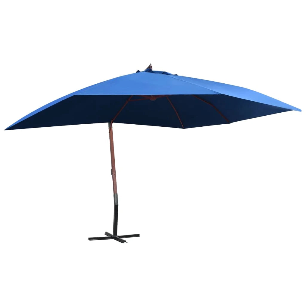 Ombrellone a sospensione con palo in legno 400 x 300 cm blu 02_0008713