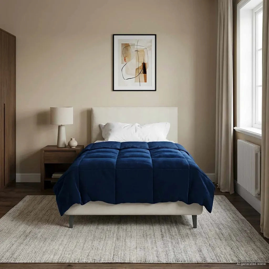 Duvet Invernale Trapuntato Blu Scuro 135 x 200 cm Microfibra 42026133