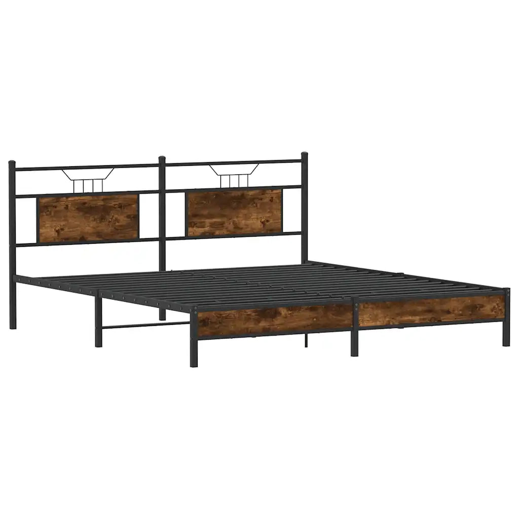 Letto matrimoniale | Letto per adulti | Giroletto senza Materasso Rovere Fumo 183x213 cm in Truciolato