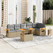 Set Divani da Giardino 7 pz con Cuscini Beige in Polyrattan 3273530