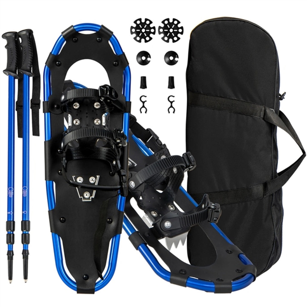 Bastoncini da trekking e borsa per trasporto per uomini telaio in alluminio, Set di racchette da neve con sistema 53 cm Blu navy-Campeggio e Trekking