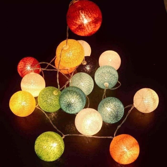 Ghirlanda di luce solare - LUMISKY - MIMY COLORS SOLAR - 3,80 m - Batuffoli di cotone - 10 lampadine - LED bianco caldo
