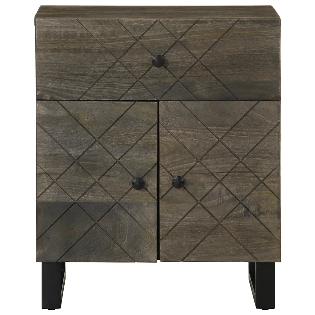 Comodino | Armadio da Notte | Mobiletto da notte Nero 50x33x60 cm in Legno Massello di Mango