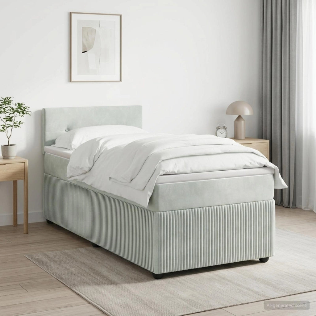 Letto con Box Spring, Materasso e LED Grigio Chiaro 90 x 190 cm 3453247