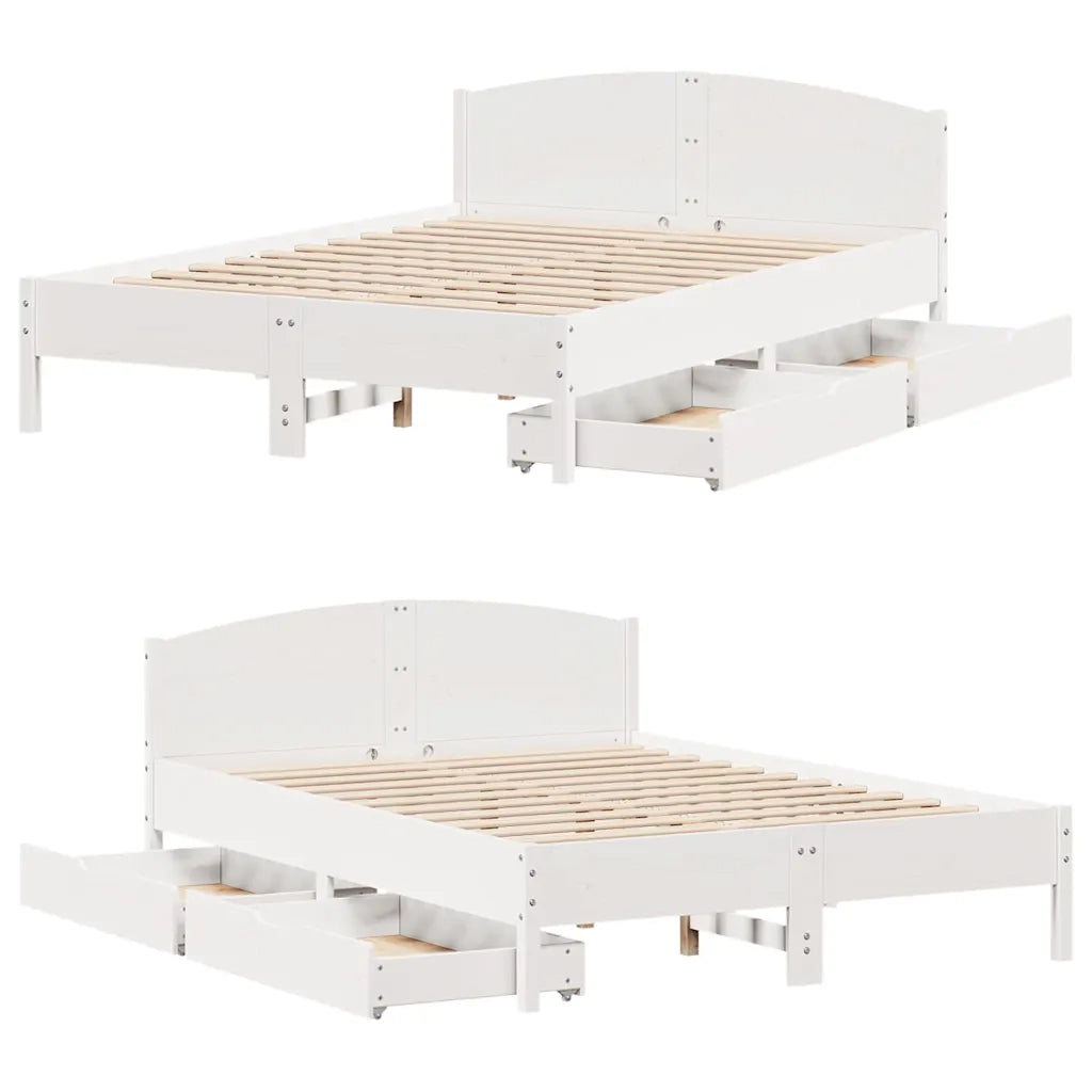 Letto senza Materasso Bianco 120x190 cm Legno Massello di Pino 3301840