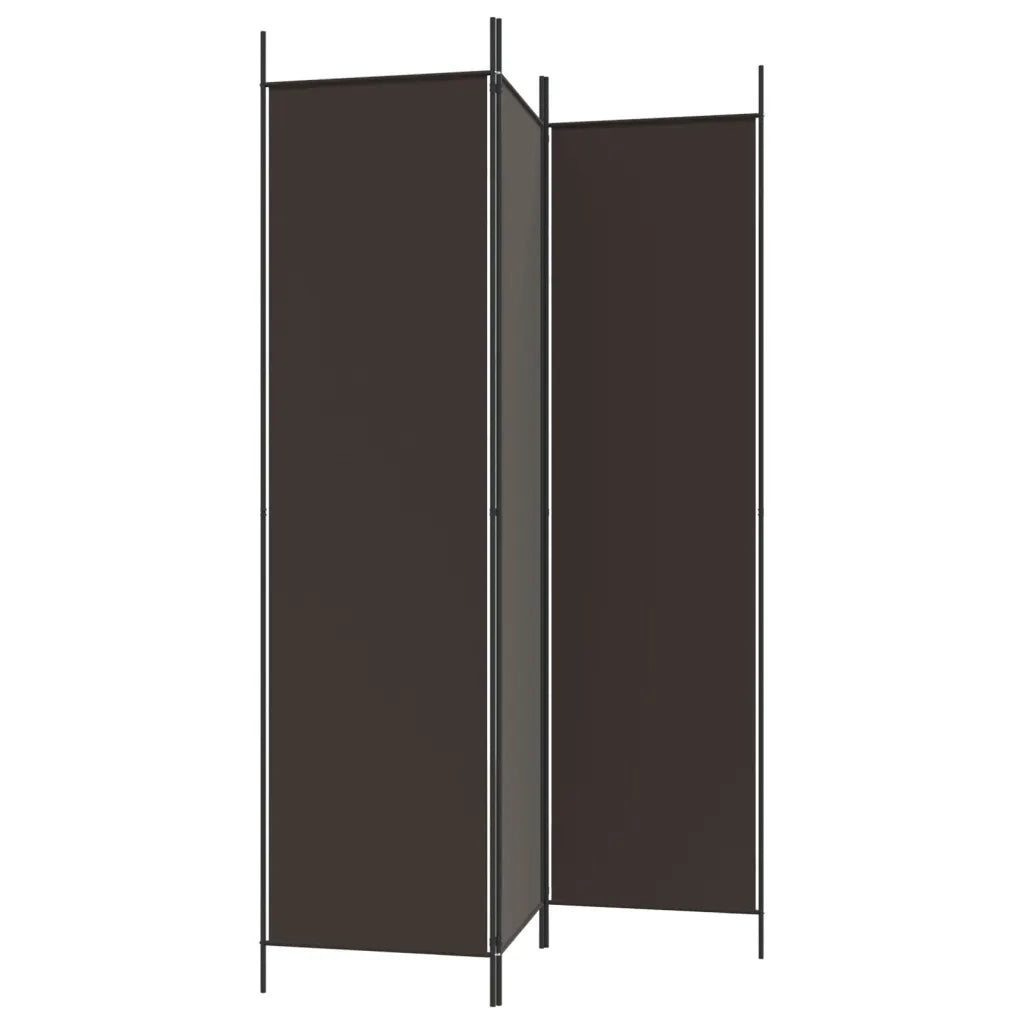 Divisorio Ambienti | Divider per stanze | Paravento a 3 Pannelli Marrone 150x200 cm in Tessuto
