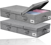 Set di 2 contenitori pieghevoli per sotto il letto con finestra di osservazione e maniglie per abbigliamento, scarpe, giocattoli e coperte (grigio)