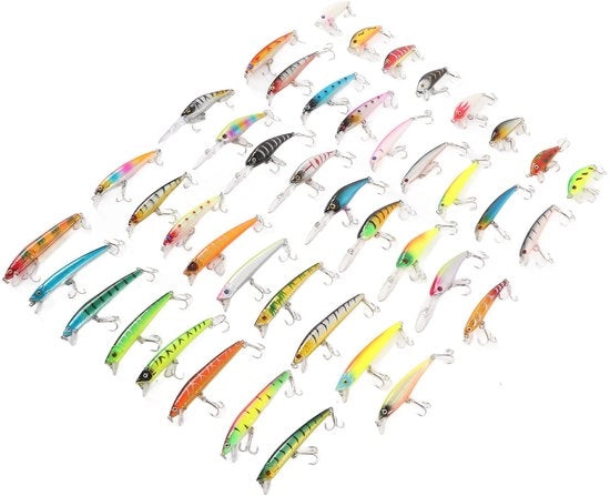 Kit di Attrezzatura per Pescare 43 pezzi - Frittelle per Pescare - Imitazione di Alasso per Pescare - Minnow - Acqua Dolce/Acqua Salata - Materiale Resistenente allo Sfregamento - Aspetto Realistico