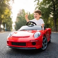 Macchina per Bambini 3-5 Anni con Licenza Ufficiale RUF GT, Telecomando, Cintura di Sicurezza e Musica, Rosso