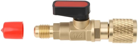 Blocco di sicurezza di alta qualità - Messinglegering 1/4 ACME F - 5/16 SAE M - Chiusura manuale - Adatto per R32/R410A - Progetto di profilo a rilievo profondo