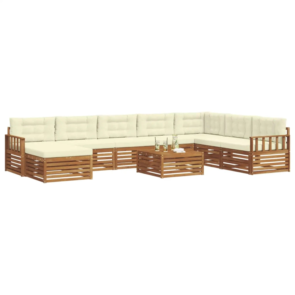 Set di divani da esterno con cuscino 9 pcs Naturale e Crema